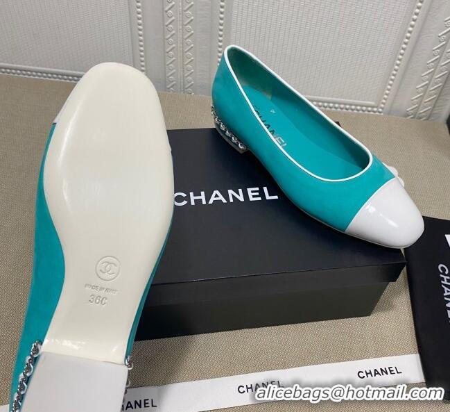 Reasonable Price Chanel Suede Chain Ballerinas Pastel 042704 Green 2021