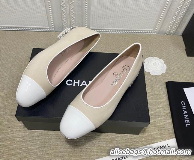 Classic Practical Chanel Suede Chain Ballerinas Pastel 042704 Gray 2021