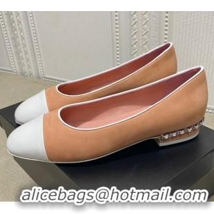 Online Duplicate Chanel Suede Chain Ballerinas Pastel 042704 Apricot 2021