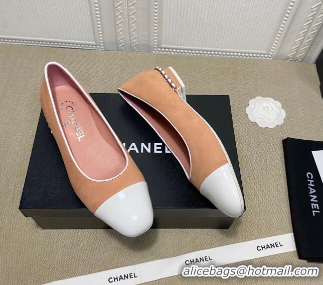 Online Duplicate Chanel Suede Chain Ballerinas Pastel 042704 Apricot 2021