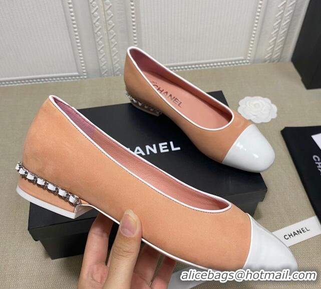 Online Duplicate Chanel Suede Chain Ballerinas Pastel 042704 Apricot 2021