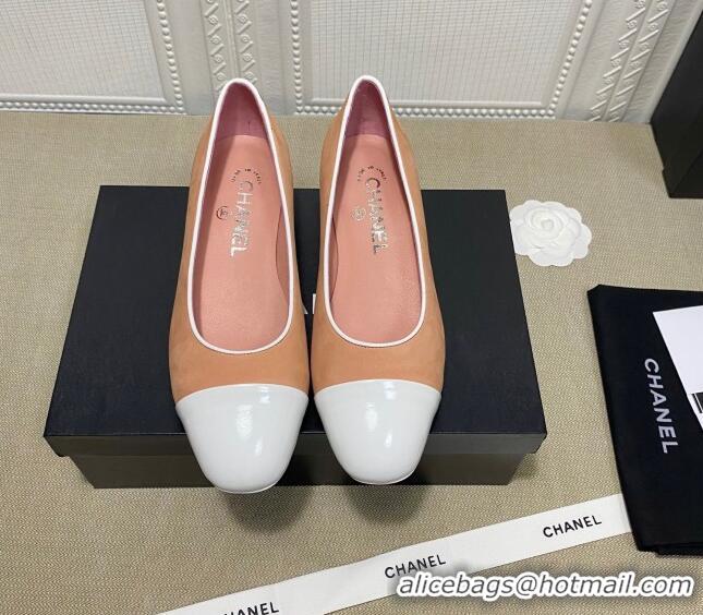 Online Duplicate Chanel Suede Chain Ballerinas Pastel 042704 Apricot 2021