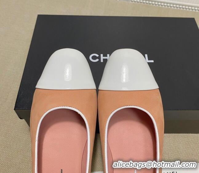 Online Duplicate Chanel Suede Chain Ballerinas Pastel 042704 Apricot 2021