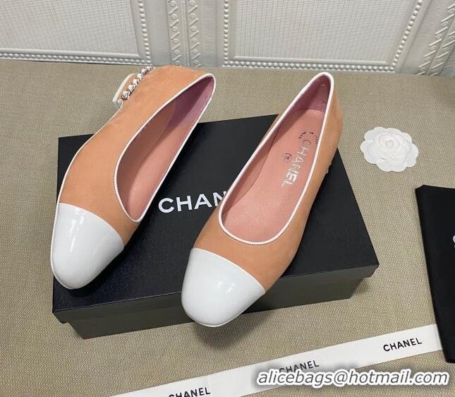 Online Duplicate Chanel Suede Chain Ballerinas Pastel 042704 Apricot 2021