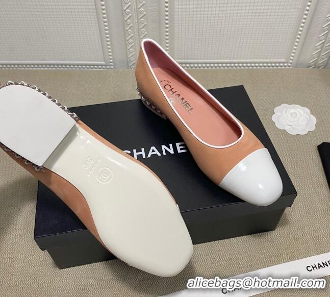 Online Duplicate Chanel Suede Chain Ballerinas Pastel 042704 Apricot 2021