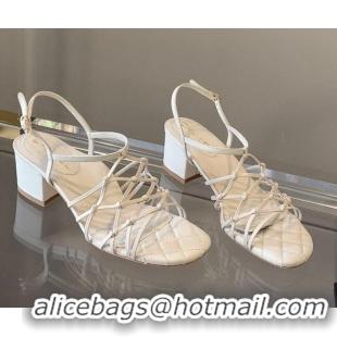 Stylish Chanel Laminated Lambskin Mesh Sandals G36876 White 2021