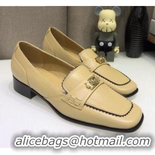 Duplicate Chanel Contarsting Trim Lambskin Loafers 428101 Beige 2021