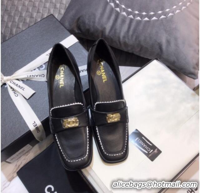 Hot Style Chanel Contarsting Trim Lambskin Loafers 428101 Black 2021