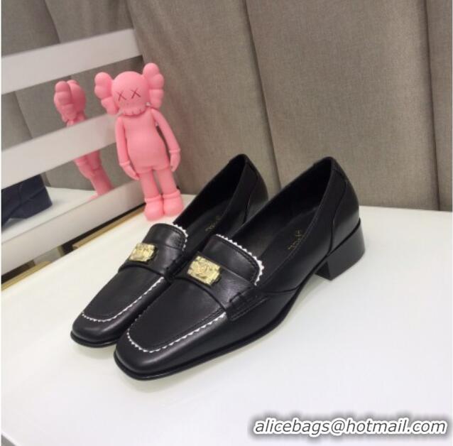 Hot Style Chanel Contarsting Trim Lambskin Loafers 428101 Black 2021