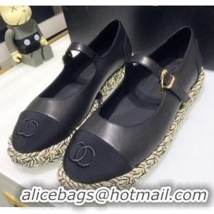 Most Popular Chanel Leather Braided Trim Mary Janes Ballerinas 428104 Black 2021