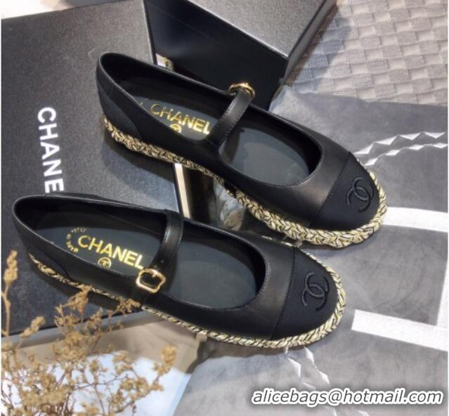 Most Popular Chanel Leather Braided Trim Mary Janes Ballerinas 428104 Black 2021