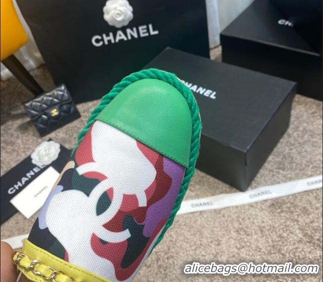 Affordable Price Chanel Slingback Print Canvas Espadrilles 042946 Green 2021