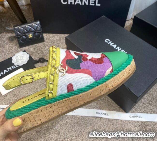 Affordable Price Chanel Slingback Print Canvas Espadrilles 042946 Green 2021