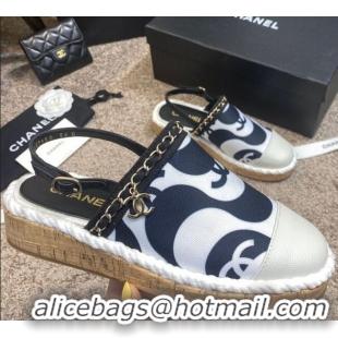 Best Price Chanel Slingback Print Canvas Espadrilles 042946 White 2021