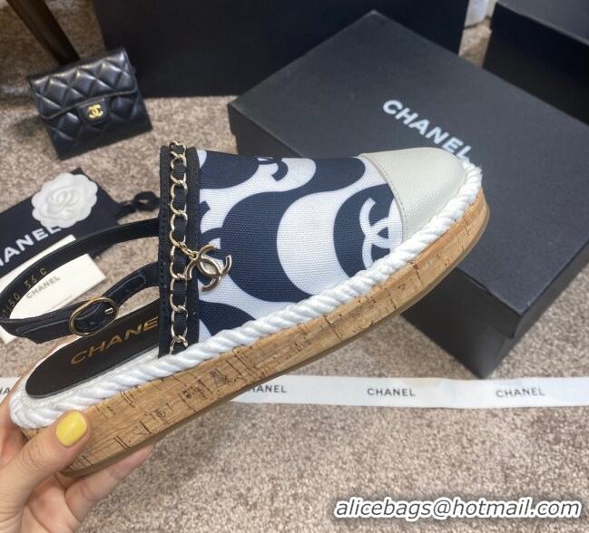 Best Price Chanel Slingback Print Canvas Espadrilles 042946 White 2021