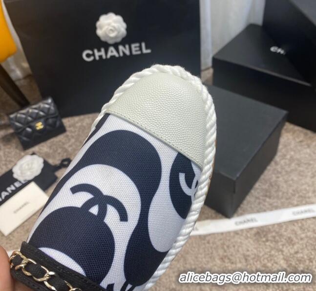 Best Price Chanel Slingback Print Canvas Espadrilles 042946 White 2021