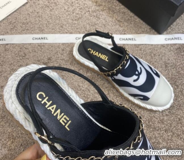 Best Price Chanel Slingback Print Canvas Espadrilles 042946 White 2021