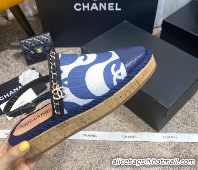 Low Price Chanel Slingback Print Canvas Espadrilles 042946 Blue 2021