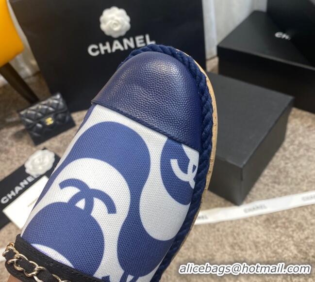 Low Price Chanel Slingback Print Canvas Espadrilles 042946 Blue 2021