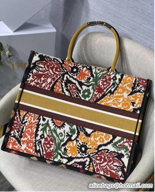 Buy Discount DIOR BOOK TOTE Yellow Multicolor Dior Paisley Embroidery M1286Z