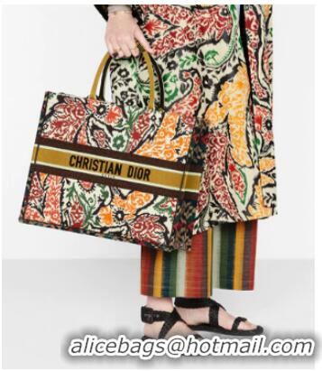 Buy Discount DIOR BOOK TOTE Yellow Multicolor Dior Paisley Embroidery M1286Z