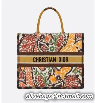 Buy Discount DIOR BOOK TOTE Yellow Multicolor Dior Paisley Embroidery M1286Z