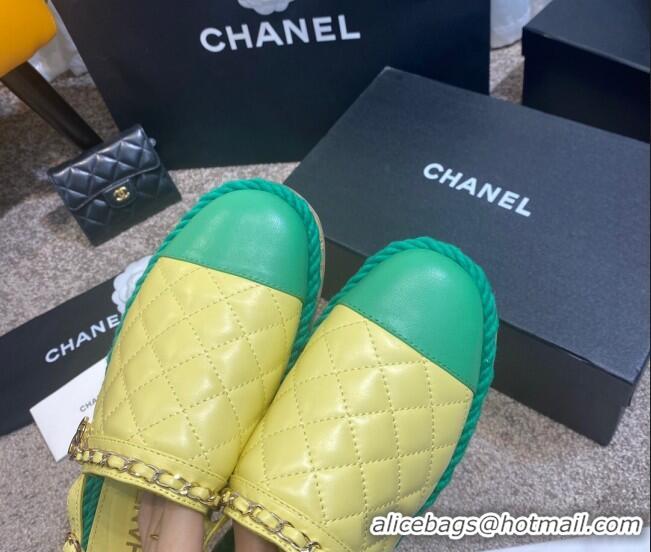 Duplicate Chanel Quilted Lambskin Slingback Espadrilles 042949 Yellow 2021