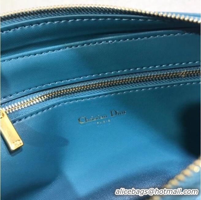 Famous Brand DIOR CARO DOUBLE POUCH Supple Cannage Calfskin S5037U Blue