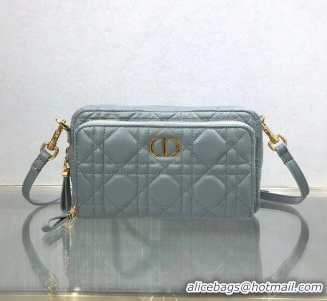 Top Grade DIOR CARO DOUBLE POUCH Supple Cannage Calfskin S5037U Grey