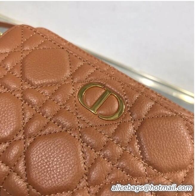 Famous Brand DIOR CARO DOUBLE POUCH Supple Cannage Calfskin S5037U brown