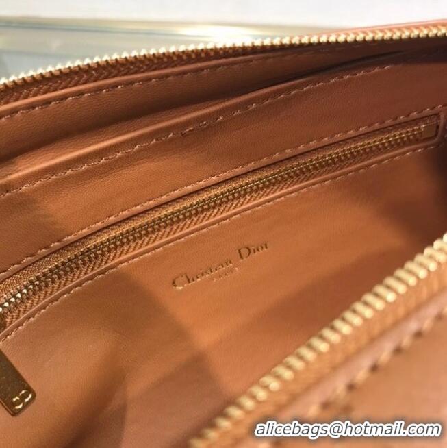 Famous Brand DIOR CARO DOUBLE POUCH Supple Cannage Calfskin S5037U brown