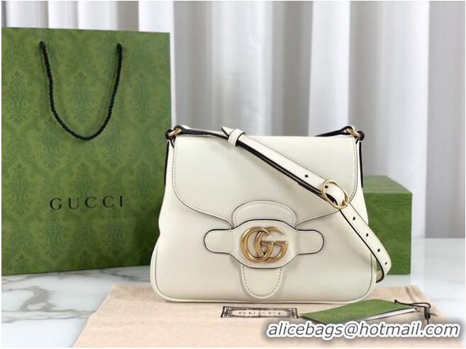 Luxury Discount Gucci Small messenger bag with Double G 648934 White