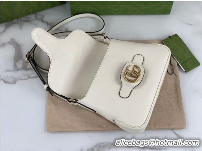 Luxury Discount Gucci Small messenger bag with Double G 648934 White