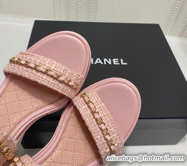 Grade Design Chanel Calfskin Chain Wedge Sandals 042960 Pink 2021