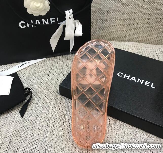 Top Quality Chanel Flat Transparent Color CC Slide Sandals 042992 Pink 2021