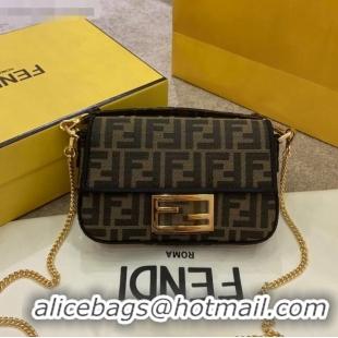 Market Sells Fendi FF Fabric Mini Baguette Bag F1293 Brown/Black 2021