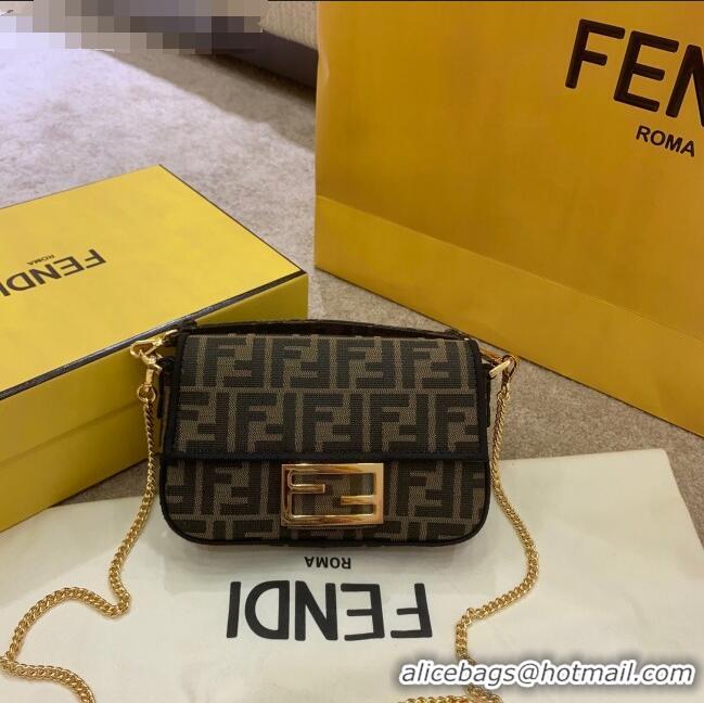 Market Sells Fendi FF Fabric Mini Baguette Bag F1293 Brown/Black 2021