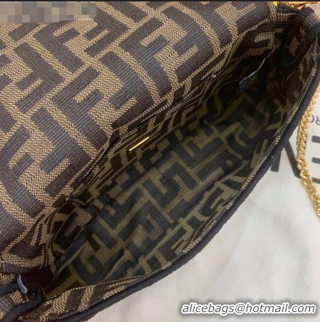 Market Sells Fendi FF Fabric Mini Baguette Bag F1293 Brown/Black 2021