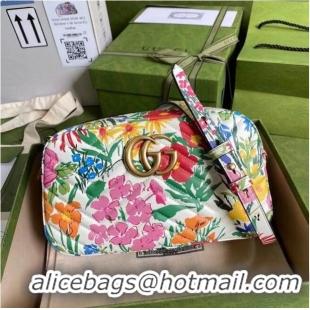 Reasonable Price  Gucci GG Marmont matelasse Mini Bag 447632 White Flowers