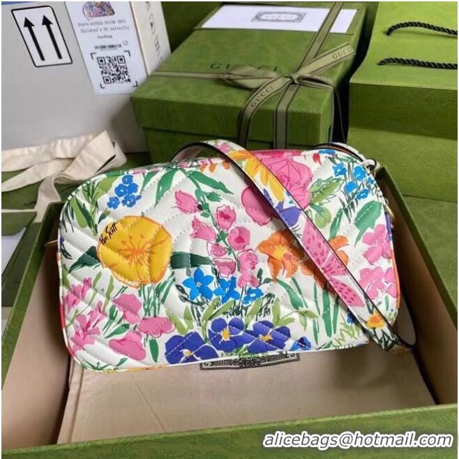 Reasonable Price  Gucci GG Marmont matelasse Mini Bag 447632 White Flowers