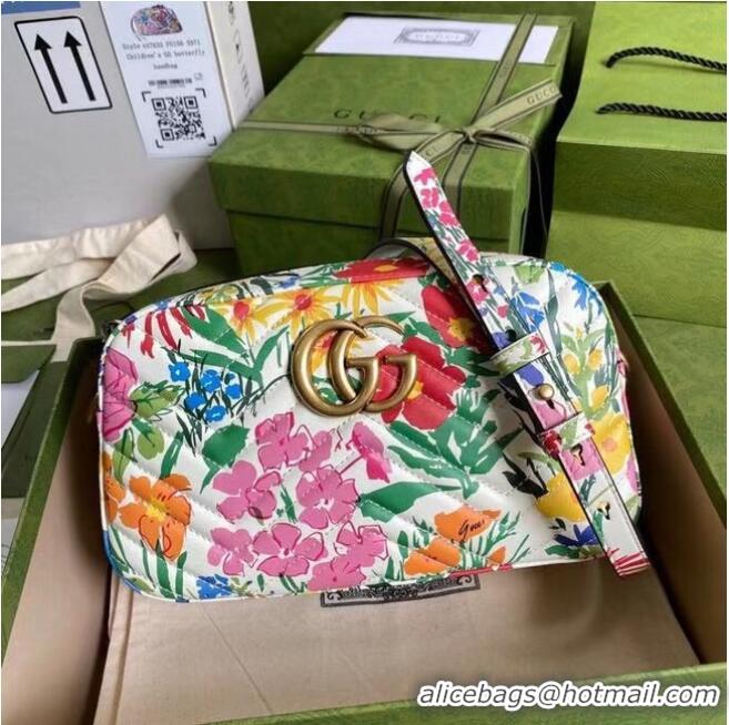 Reasonable Price  Gucci GG Marmont matelasse Mini Bag 447632 White Flowers