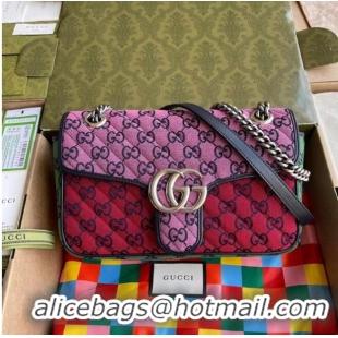 Pretty Style Gucci GG Marmont multicolor small shoulder bag 443497 Pink&green&yellow&red