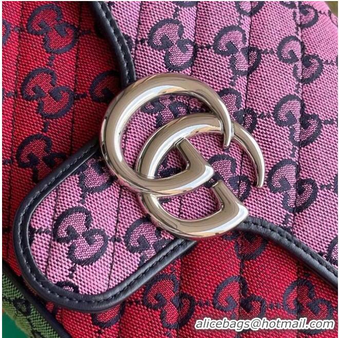 Pretty Style Gucci GG Marmont multicolor small shoulder bag 443497 Pink&green&yellow&red