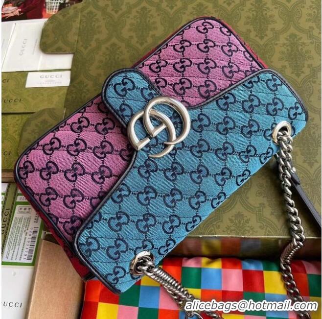 Lower Price Gucci GG Marmont multicolor small shoulder bag 443497 Pink&blue&green&red