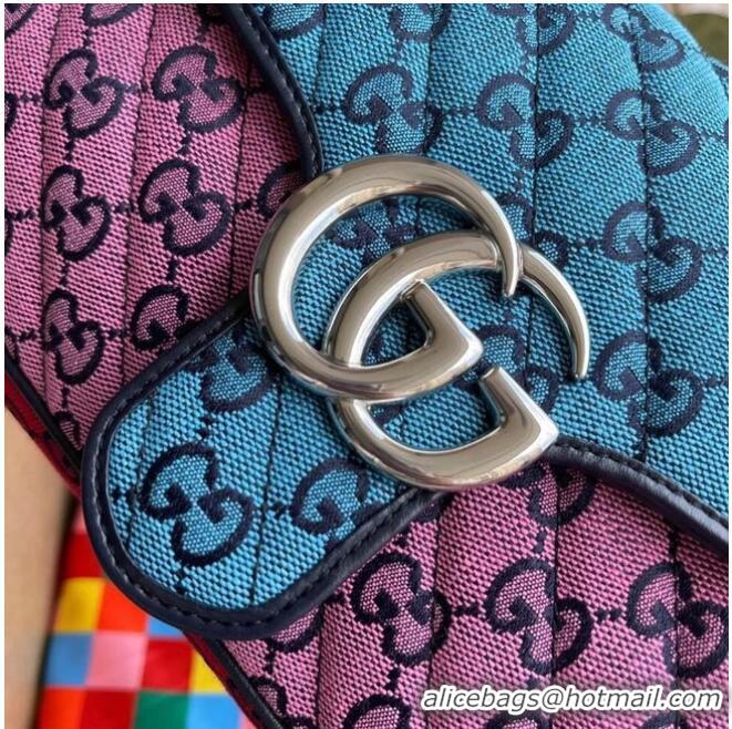 Lower Price Gucci GG Marmont multicolor small shoulder bag 443497 Pink&blue&green&red