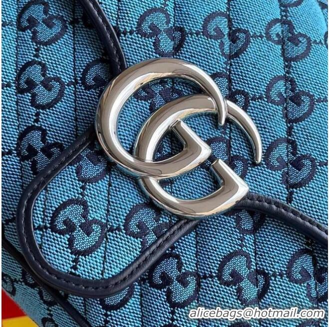 Hot Sell Gucci GG Marmont multicolor small shoulder bag 443497 blue