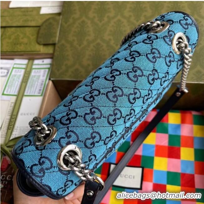 Hot Sell Gucci GG Marmont multicolor small shoulder bag 443497 blue