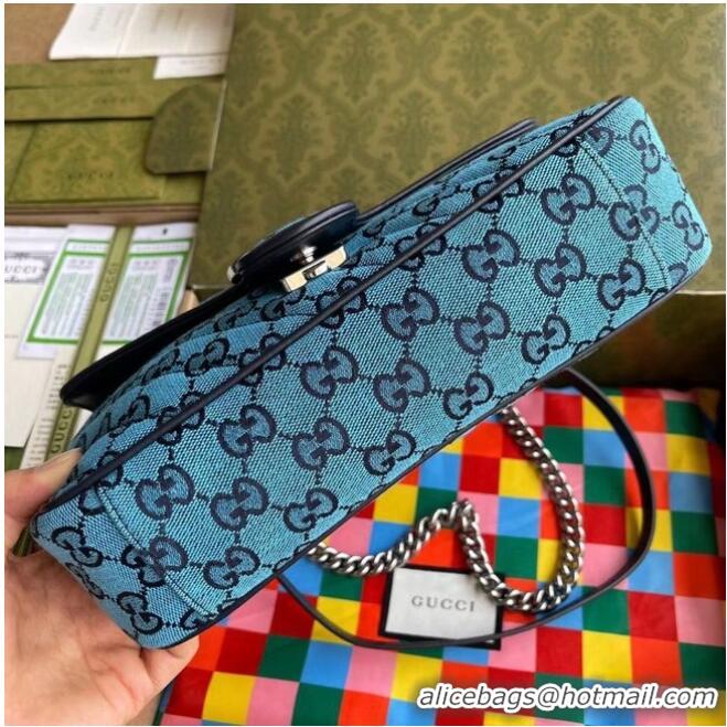 Hot Sell Gucci GG Marmont multicolor small shoulder bag 443497 blue