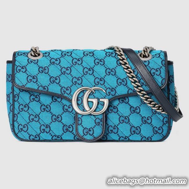 Hot Sell Gucci GG Marmont multicolor small shoulder bag 443497 blue