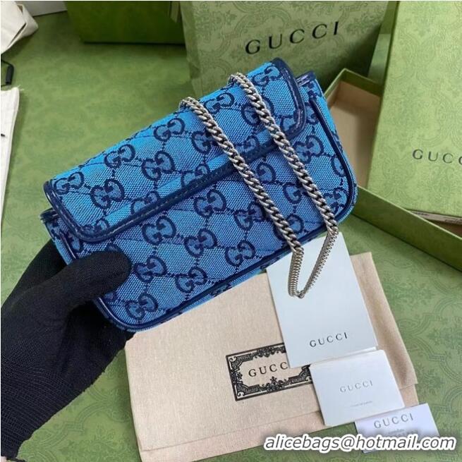 Promotional Gucci GG Marmont Multicolor super mini bag 476433 Light blue